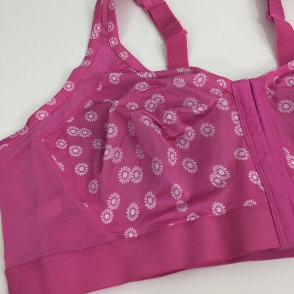 Comfort Choice Floral Front-Close Comfort Wireless Bralette Bra Pink Size 38B - Picture 4 of 11